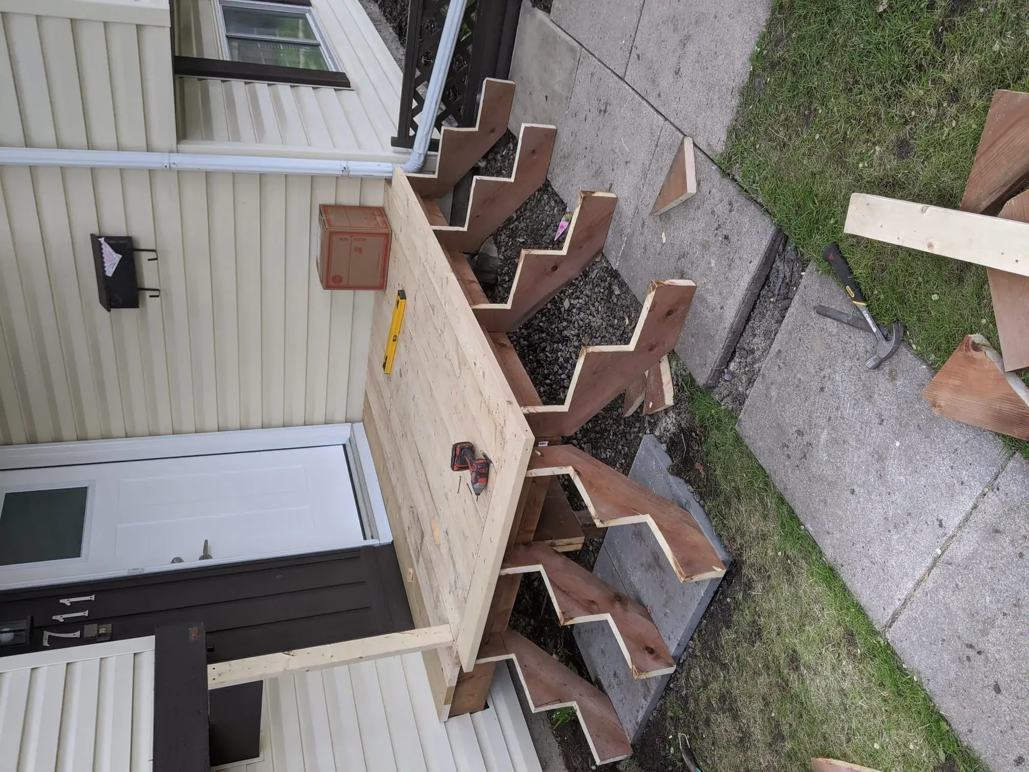 Platform decking being installed