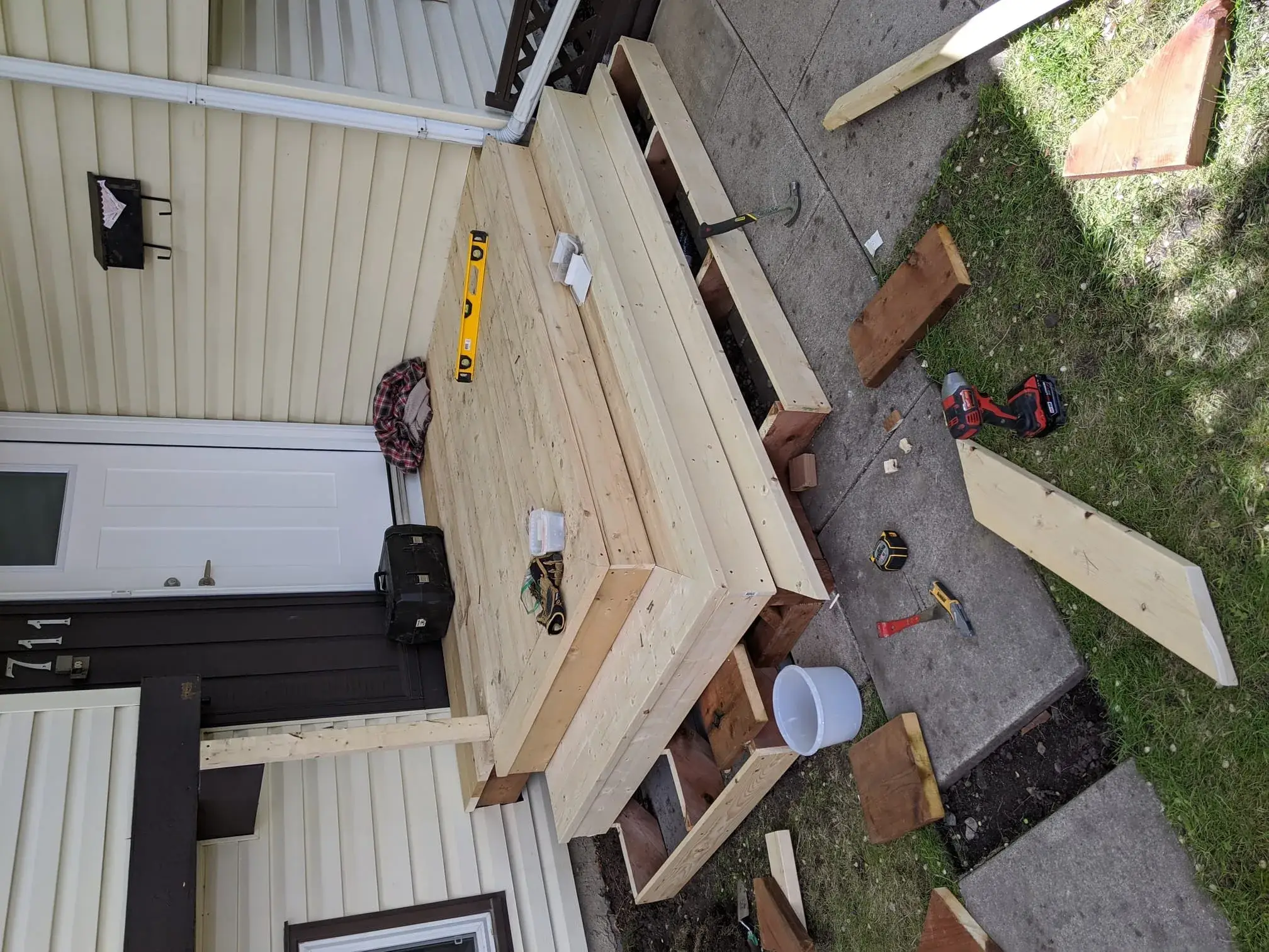Assembly progressing at the entrance